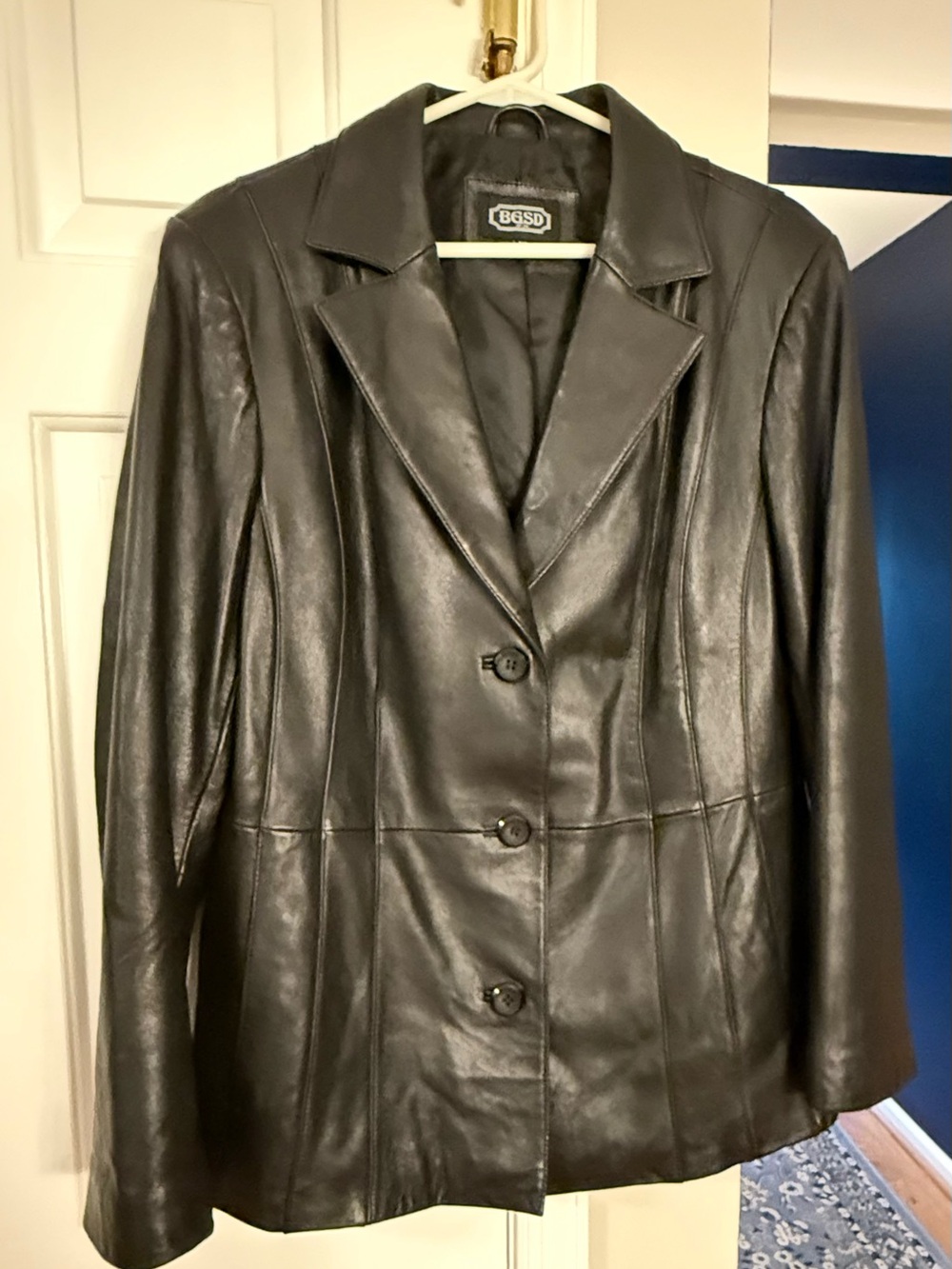 BGSD Women's Black Leather Blazer Jacket